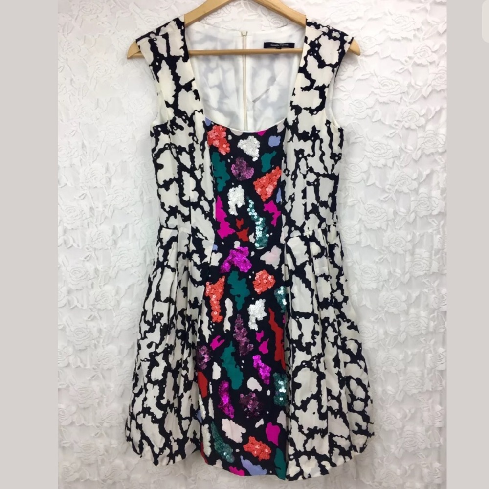 Nanette Lepore Silk Black White Sequined Dress 4